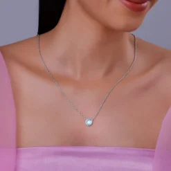 Silver Opal Moon Necklace