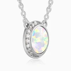 Silver Opal Moon Necklace
