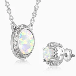 Silver Opal Moon Set