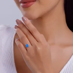 Silver Opal Rectangle Chain Ring