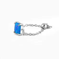 Silver Opal Rectangle Chain Ring