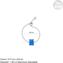 Silver Opal Rectangle Chain Ring
