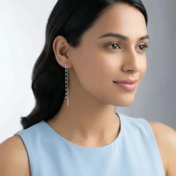 Silver Orlina Noir Sui Dhaga Earrings