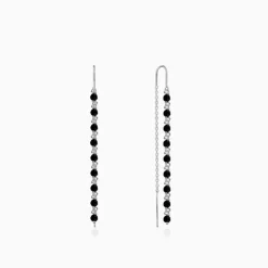Silver Orlina Noir Sui Dhaga Earrings