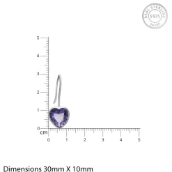 Silver Ornate Purple Heart Earrings