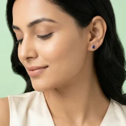 Silver Oval Shine Stud Earrings