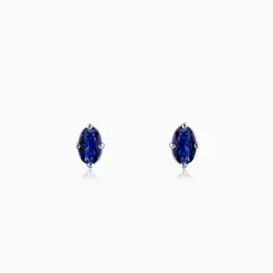 Silver Oval Shine Stud Earrings