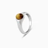 Silver Oval Tiger Eye Ring For Him