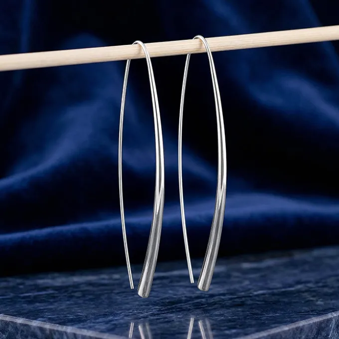 Silver Parabola Hoop Earrings