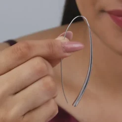 Silver Parabola Hoop Earrings