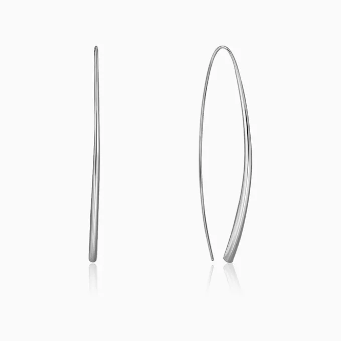 Silver Parabola Hoop Earrings