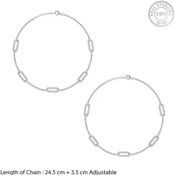 Silver Patterened Paperclip Anklet