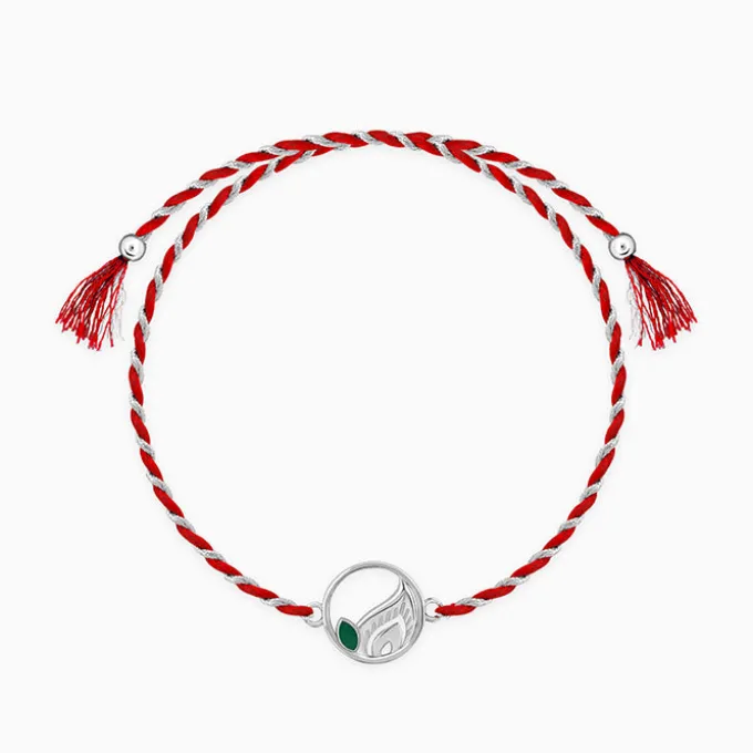Silver Peacock Feather Rakhi