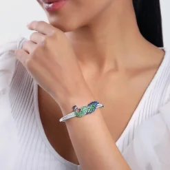 Silver Peacock Parade Bracelet