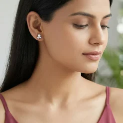Silver Pearl Bownot Stud Earrings