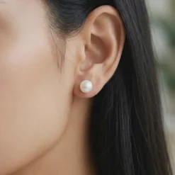 Silver Pearl Ear Jacket Earrings