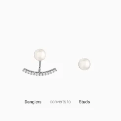 Silver Pearl Ear Jacket Earrings