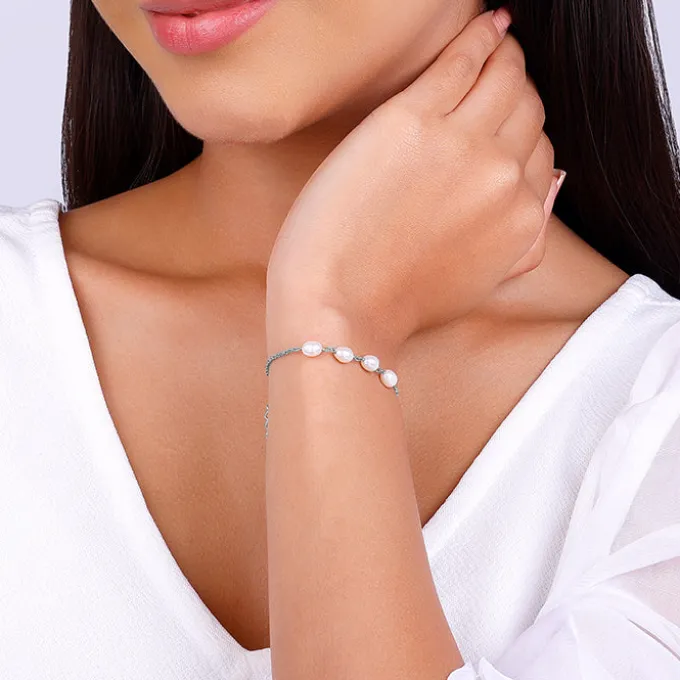 Silver Pearl Glance Bracelet