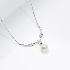 Silver Pearl Grace Drop Necklace