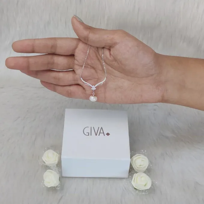 Silver Pearl Grace Drop Necklace
