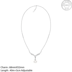 Silver Pearl Grace Drop Necklace