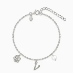 Silver Pearl Rosey Personalised Bracelet