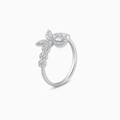 Silver Periwinkle Floral Ring