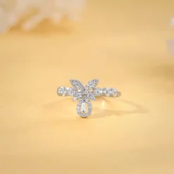 Silver Periwinkle Floral Ring
