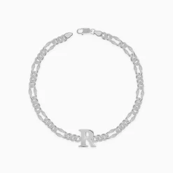 Silver Personalised Alpha Initial Bracelet For Him
