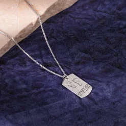 Silver Personalised Baby Foot Print Pendant For Him
