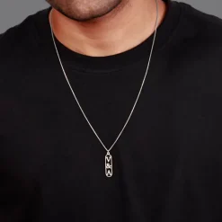 Silver Personalised Bar Initial Pendant For Him