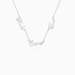 Silver Personalised Bestie Trio Name Necklace