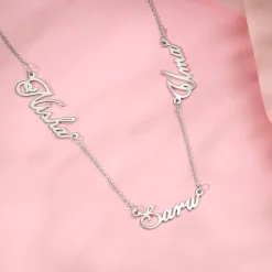 Silver Personalised Bestie Trio Name Necklace