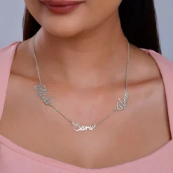 Silver Personalised Bestie Trio Name Necklace
