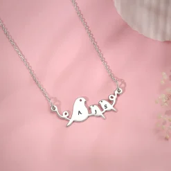 Silver Personalised Birdie Initial Necklace