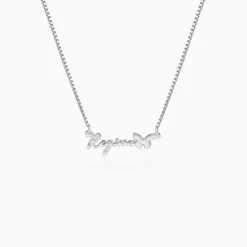 Silver Personalised Butterfly Pendant
