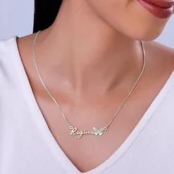 Silver Personalised Butterfly Pendant