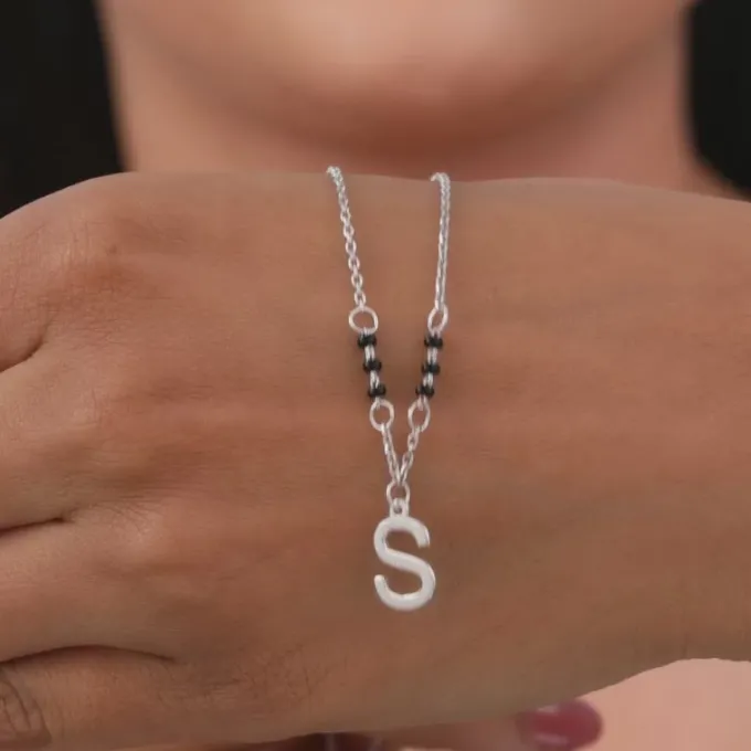 Silver Personalised Cherished Initial Mangalsutra
