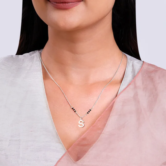 Silver Personalised Cherished Initial Mangalsutra