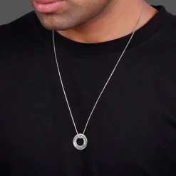 Silver Personalised Circular Pendant For Him