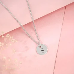 Silver Personalised Classic Initial Pendant with Link Chain