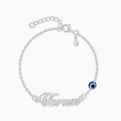 Silver Personalised Classic Evil Eye Bracelet