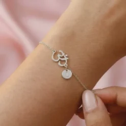 Silver Personalised Classy Om Heartbeat Bracelet