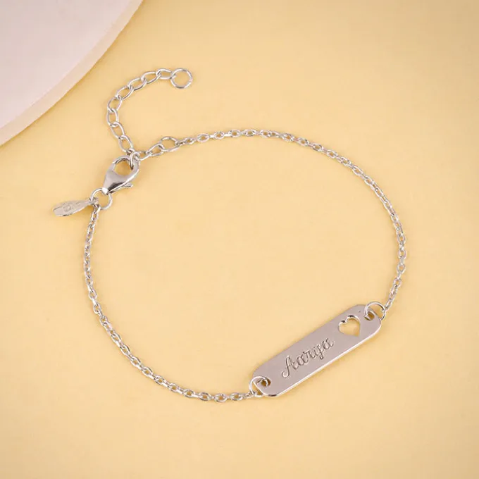 Silver Personalised Cosy Heart Bracelet