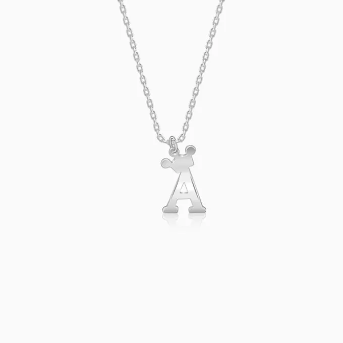 Silver Personalised Crown Initial Pendant