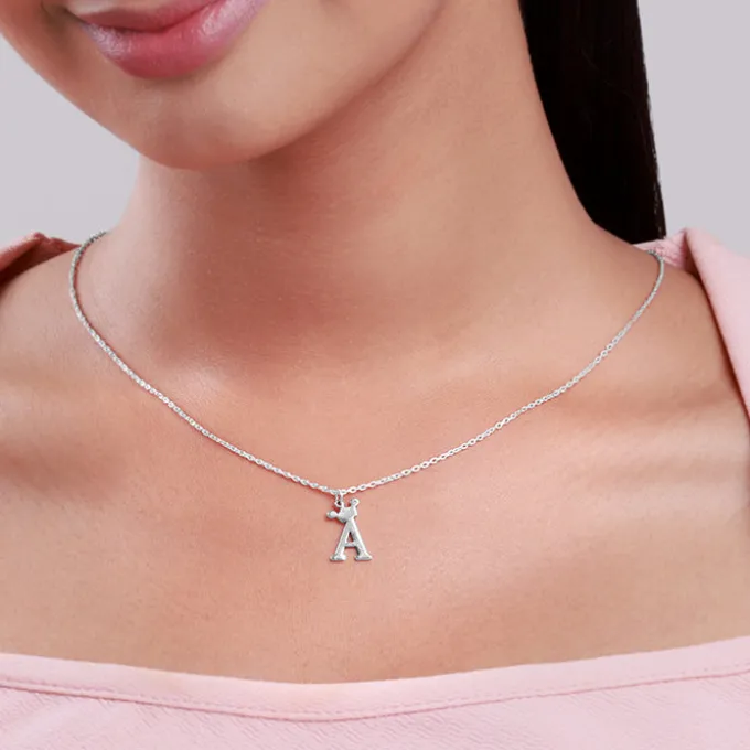 Silver Personalised Crown Initial Pendant