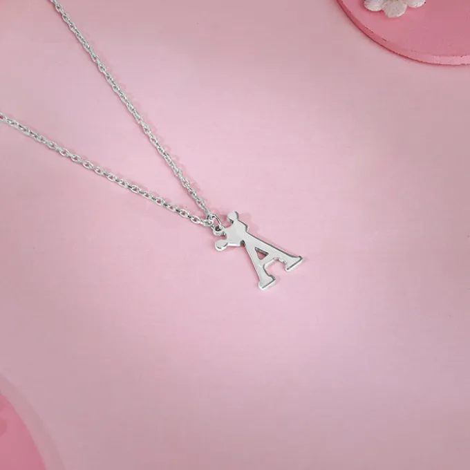 Silver Personalised Crown Initial Pendant