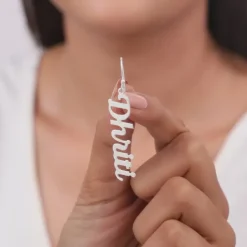Silver Personalised Cursive Name Earrings