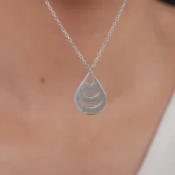 Silver Personalised Dreamy Teardrop Pendant With Link Chain