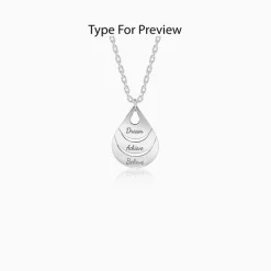 Silver Personalised Dreamy Teardrop Pendant With Link Chain